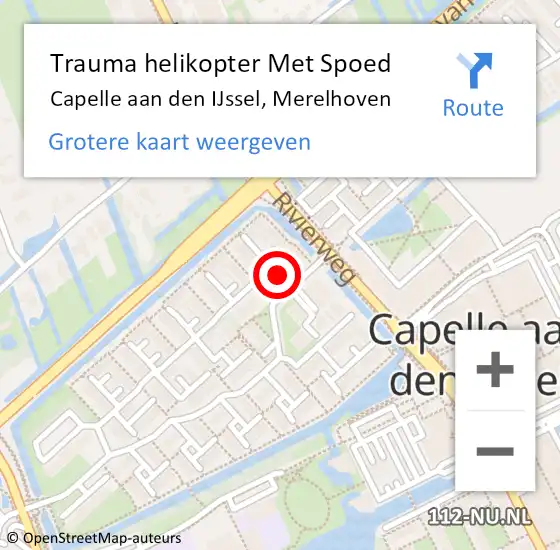 Locatie op kaart van de 112 melding: Trauma helikopter Met Spoed Naar Capelle aan den IJssel, Merelhoven op 22 april 2024 14:58