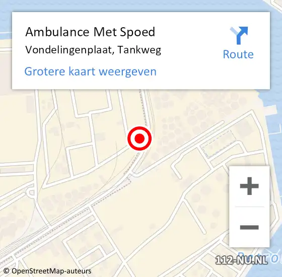 Locatie op kaart van de 112 melding: Ambulance Met Spoed Naar Vondelingenplaat, Tankweg op 22 april 2024 15:28