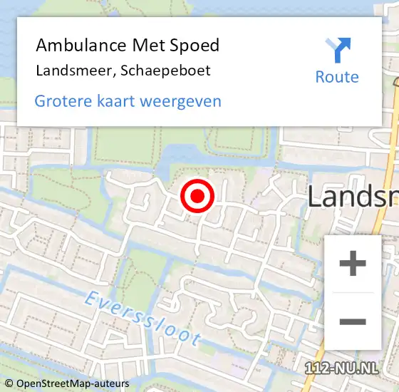 Locatie op kaart van de 112 melding: Ambulance Met Spoed Naar Landsmeer, Schaepeboet op 22 april 2024 15:39