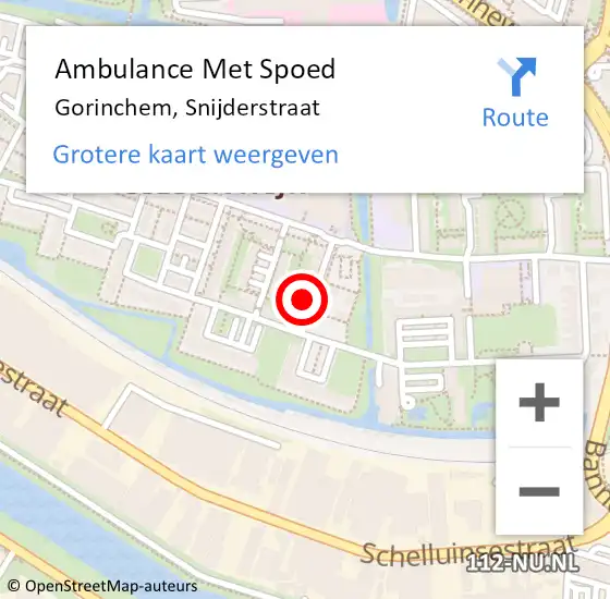 Locatie op kaart van de 112 melding: Ambulance Met Spoed Naar Gorinchem, Snijderstraat op 22 april 2024 15:55