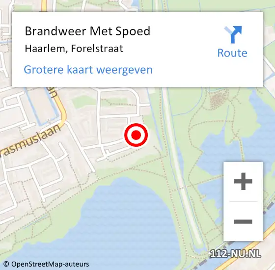 Locatie op kaart van de 112 melding: Brandweer Met Spoed Naar Haarlem, Forelstraat op 22 april 2024 16:04