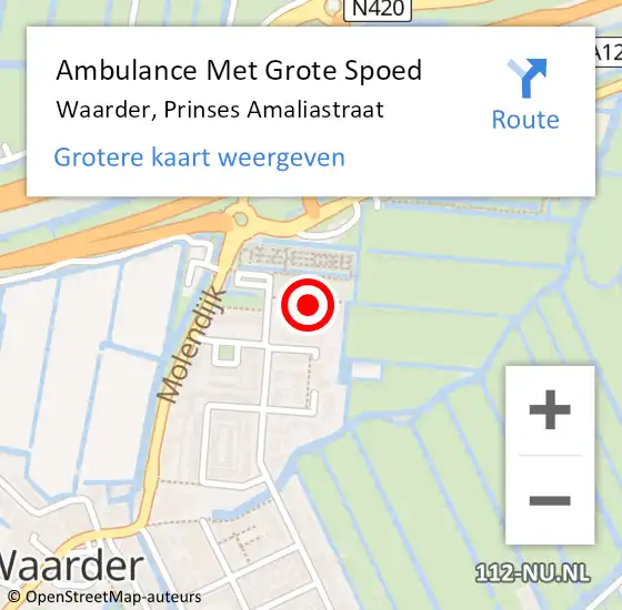 Locatie op kaart van de 112 melding: Ambulance Met Grote Spoed Naar Waarder, Prinses Amaliastraat op 22 april 2024 16:15