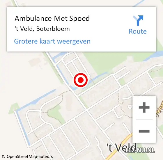 Locatie op kaart van de 112 melding: Ambulance Met Spoed Naar 't Veld, Boterbloem op 22 april 2024 16:34