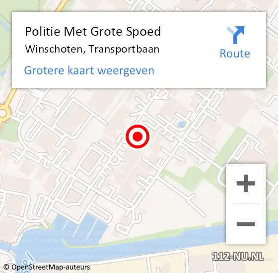 Locatie op kaart van de 112 melding: Politie Met Grote Spoed Naar Winschoten, Transportbaan op 22 april 2024 16:47