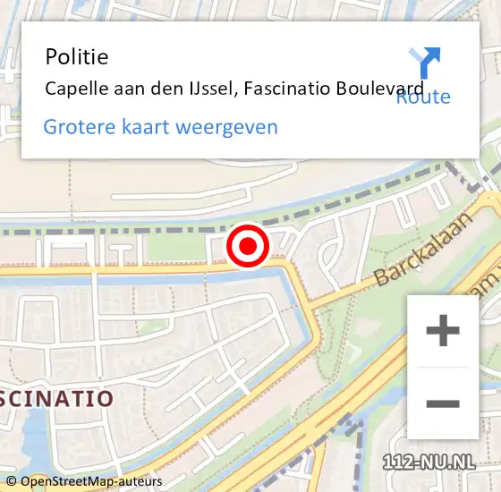 Locatie op kaart van de 112 melding: Politie Capelle aan den IJssel, Fascinatio Boulevard op 22 april 2024 17:23