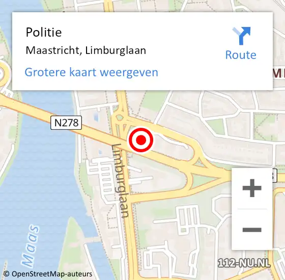 Locatie op kaart van de 112 melding: Politie Maastricht, Limburglaan op 22 april 2024 17:26