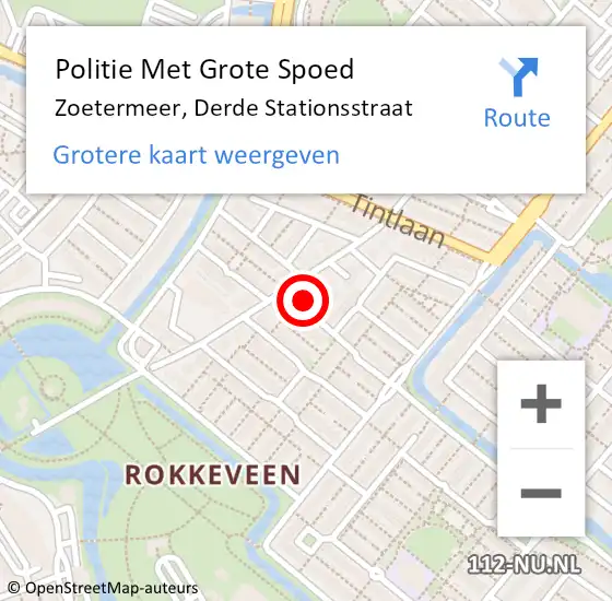 Locatie op kaart van de 112 melding: Politie Met Grote Spoed Naar Zoetermeer, Derde Stationsstraat op 22 april 2024 17:28