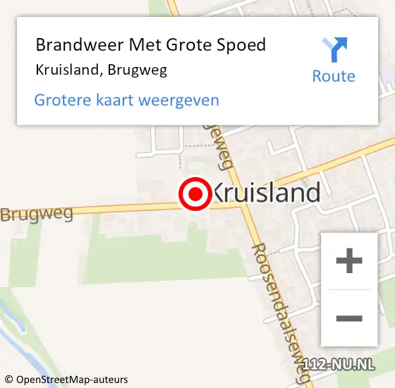 Locatie op kaart van de 112 melding: Brandweer Met Grote Spoed Naar Kruisland, Brugweg op 22 april 2024 17:31
