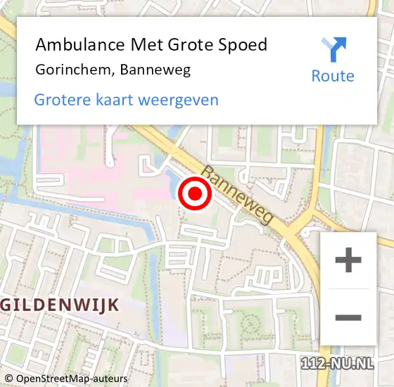 Locatie op kaart van de 112 melding: Ambulance Met Grote Spoed Naar Gorinchem, Banneweg op 22 april 2024 17:37