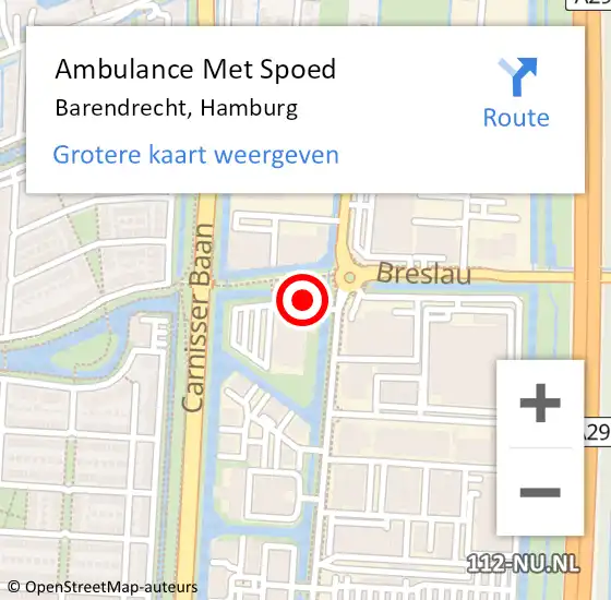 Locatie op kaart van de 112 melding: Ambulance Met Spoed Naar Barendrecht, Hamburg op 22 april 2024 17:49