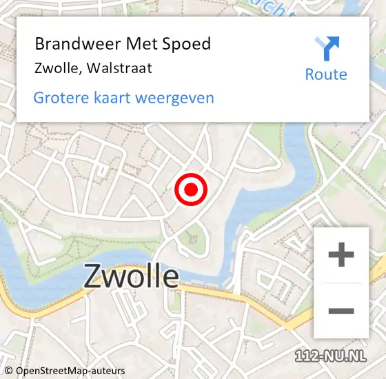 Locatie op kaart van de 112 melding: Brandweer Met Spoed Naar Zwolle, Walstraat op 22 april 2024 18:13