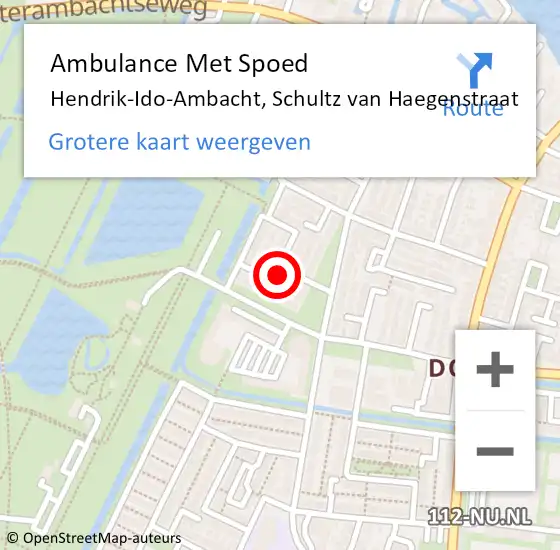 Locatie op kaart van de 112 melding: Ambulance Met Spoed Naar Hendrik-Ido-Ambacht, Schultz van Haegenstraat op 22 april 2024 18:15