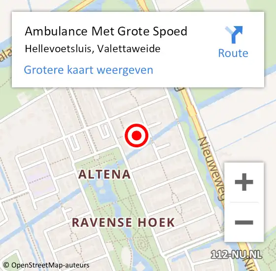 Locatie op kaart van de 112 melding: Ambulance Met Grote Spoed Naar Hellevoetsluis, Valettaweide op 22 april 2024 18:26