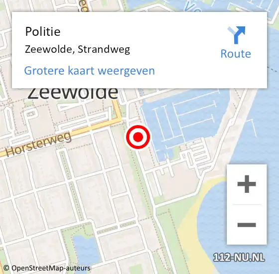 Locatie op kaart van de 112 melding: Politie Zeewolde, Strandweg op 22 april 2024 18:27