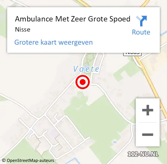 Locatie op kaart van de 112 melding: Ambulance Met Zeer Grote Spoed Naar Nisse op 22 april 2024 18:32