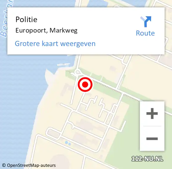 Locatie op kaart van de 112 melding: Politie Europoort, Markweg op 22 april 2024 18:34