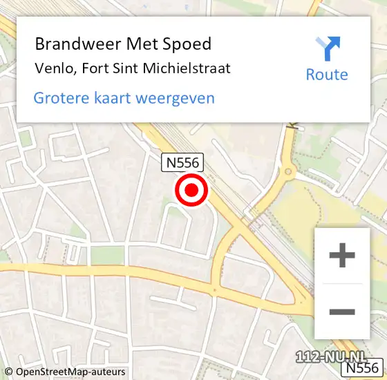 Locatie op kaart van de 112 melding: Brandweer Met Spoed Naar Venlo, Fort Sint Michielstraat op 22 april 2024 19:00