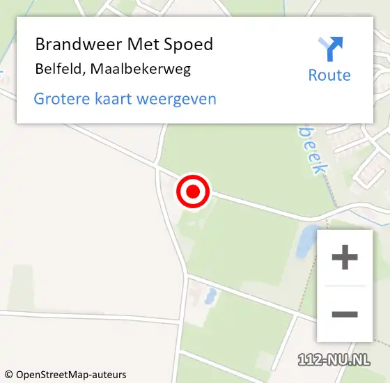 Locatie op kaart van de 112 melding: Brandweer Met Spoed Naar Belfeld, Maalbekerweg op 22 april 2024 19:01