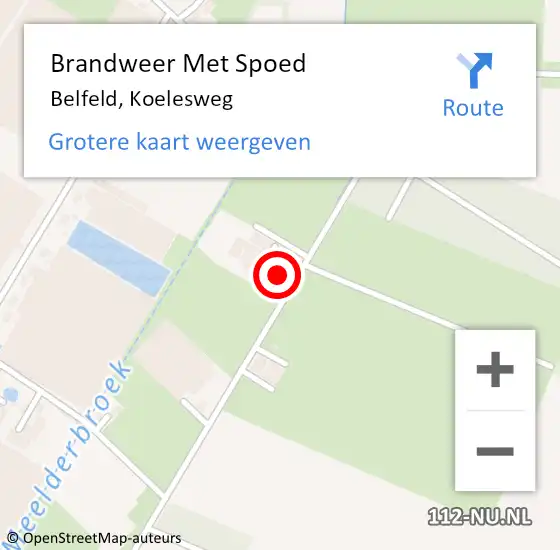 Locatie op kaart van de 112 melding: Brandweer Met Spoed Naar Belfeld, Koelesweg op 22 april 2024 19:02