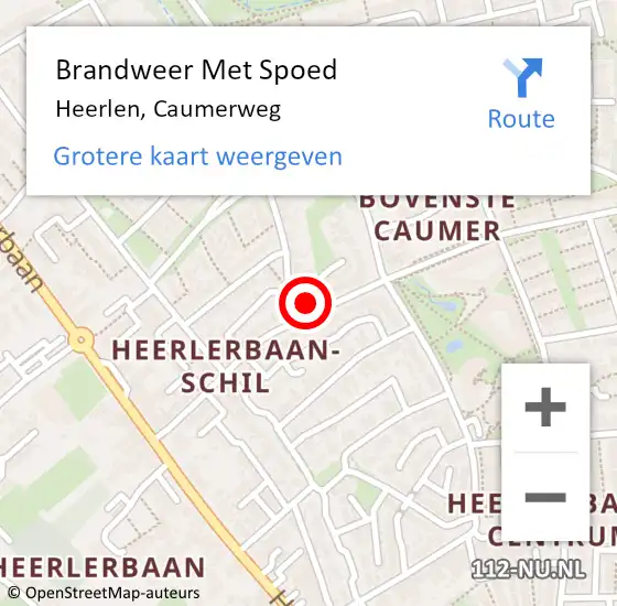 Locatie op kaart van de 112 melding: Brandweer Met Spoed Naar Heerlen, Caumerweg op 22 april 2024 19:03