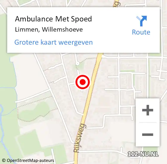 Locatie op kaart van de 112 melding: Ambulance Met Spoed Naar Limmen, Willemshoeve op 22 april 2024 19:05