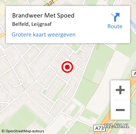 Locatie op kaart van de 112 melding: Brandweer Met Spoed Naar Belfeld, Leijgraaf op 22 april 2024 19:07