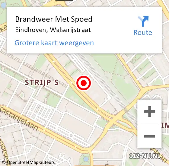 Locatie op kaart van de 112 melding: Brandweer Met Spoed Naar Eindhoven, Walserijstraat op 22 april 2024 19:29