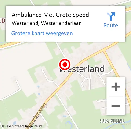 Locatie op kaart van de 112 melding: Ambulance Met Grote Spoed Naar Westerland, Westerlanderlaan op 22 april 2024 19:40