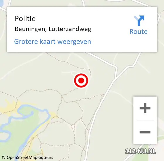 Locatie op kaart van de 112 melding: Politie Beuningen, Lutterzandweg op 22 april 2024 19:40