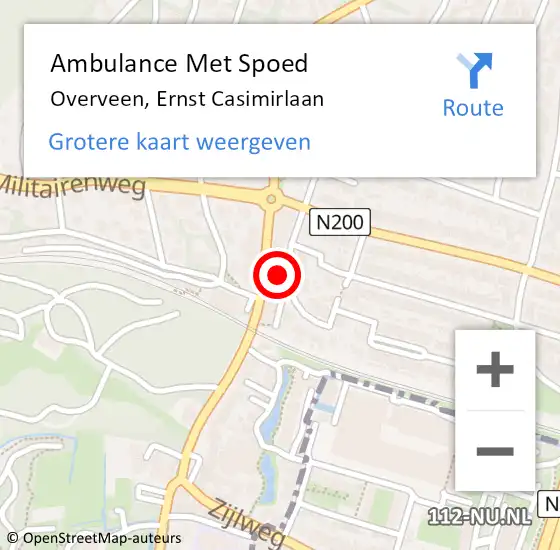 Locatie op kaart van de 112 melding: Ambulance Met Spoed Naar Overveen, Ernst Casimirlaan op 22 april 2024 20:04