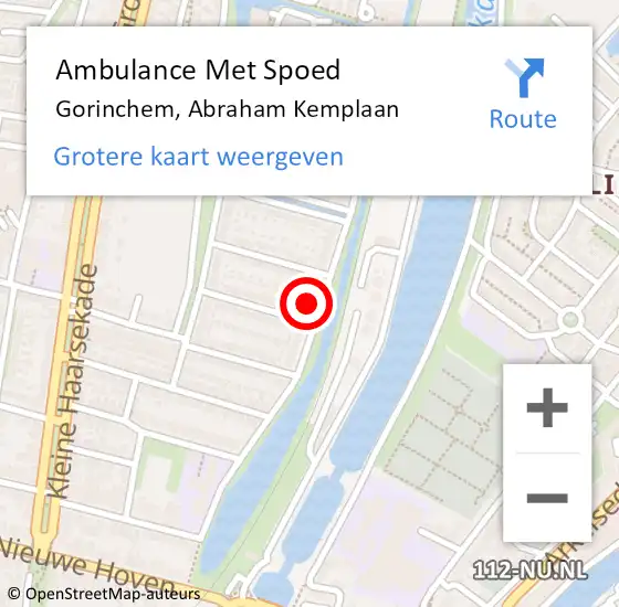 Locatie op kaart van de 112 melding: Ambulance Met Spoed Naar Gorinchem, Abraham Kemplaan op 22 april 2024 20:35