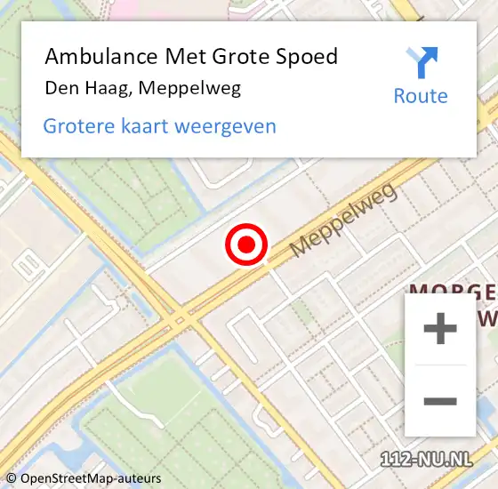 Locatie op kaart van de 112 melding: Ambulance Met Grote Spoed Naar Den Haag, Meppelweg op 22 april 2024 20:39