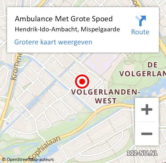 Locatie op kaart van de 112 melding: Ambulance Met Grote Spoed Naar Hendrik-Ido-Ambacht, Mispelgaarde op 22 april 2024 20:56