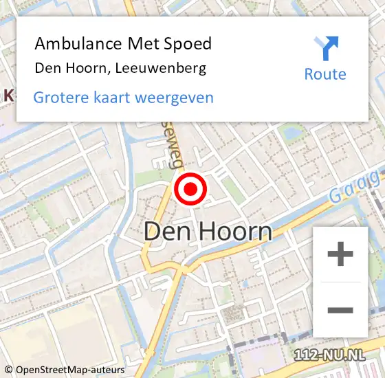 Locatie op kaart van de 112 melding: Ambulance Met Spoed Naar Den Hoorn, Leeuwenberg op 22 april 2024 21:01
