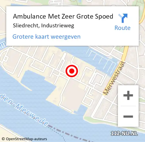 Locatie op kaart van de 112 melding: Ambulance Met Zeer Grote Spoed Naar Sliedrecht, Industrieweg op 22 april 2024 21:06