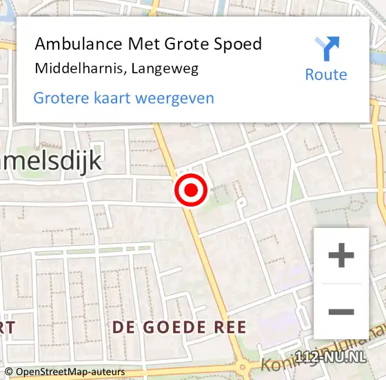 Locatie op kaart van de 112 melding: Ambulance Met Grote Spoed Naar Middelharnis, Langeweg op 22 april 2024 21:47