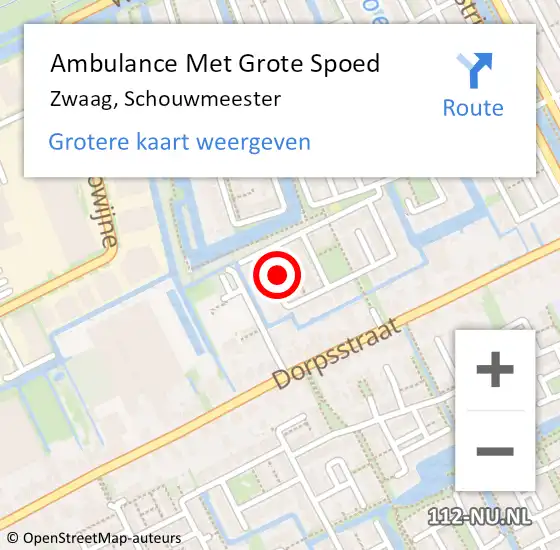 Locatie op kaart van de 112 melding: Ambulance Met Grote Spoed Naar Zwaag, Schouwmeester op 22 april 2024 22:09