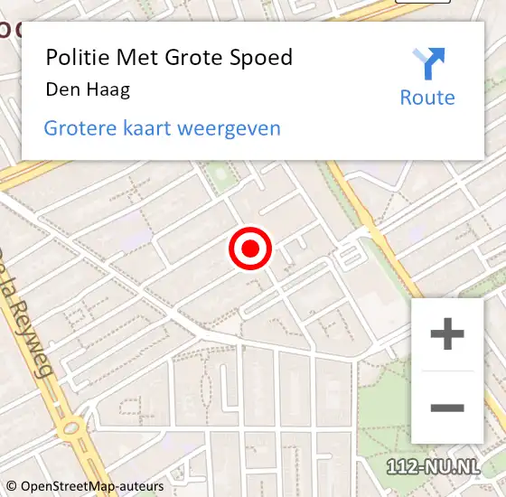 Locatie op kaart van de 112 melding: Politie Met Grote Spoed Naar Den Haag op 22 april 2024 22:28