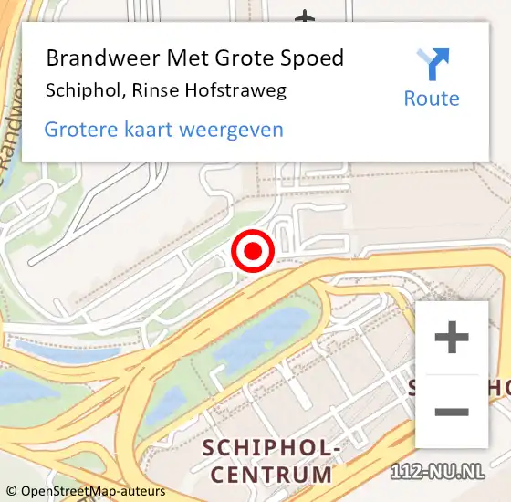 Locatie op kaart van de 112 melding: Brandweer Met Grote Spoed Naar Schiphol, Rinse Hofstraweg op 22 april 2024 23:22