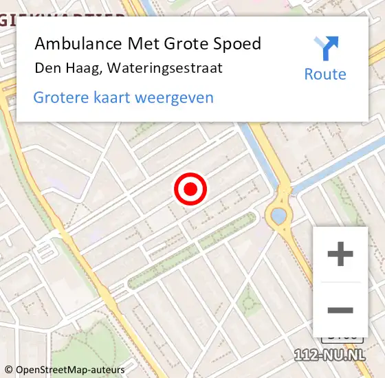 Locatie op kaart van de 112 melding: Ambulance Met Grote Spoed Naar Den Haag, Wateringsestraat op 22 april 2024 23:32