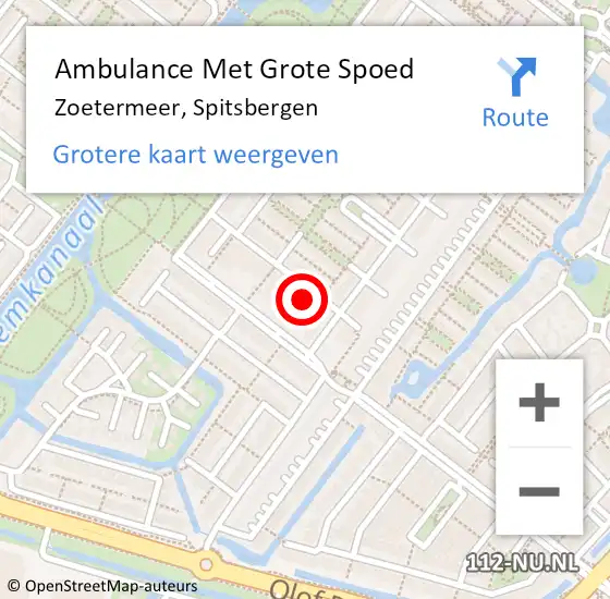 Locatie op kaart van de 112 melding: Ambulance Met Grote Spoed Naar Zoetermeer, Spitsbergen op 22 april 2024 23:34