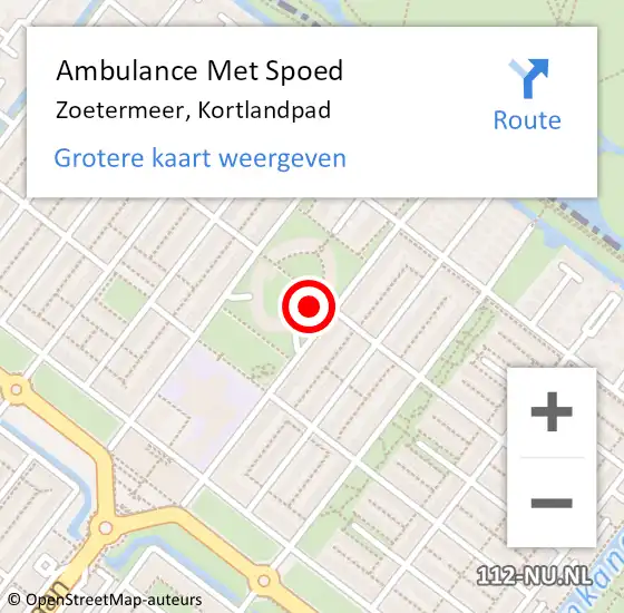 Locatie op kaart van de 112 melding: Ambulance Met Spoed Naar Zoetermeer, Kortlandpad op 22 april 2024 23:48