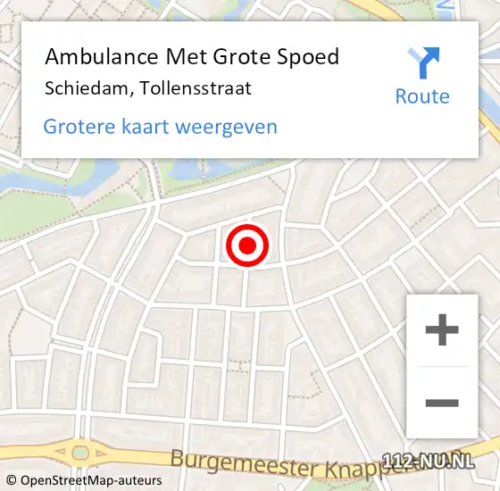 Locatie op kaart van de 112 melding: Ambulance Met Grote Spoed Naar Schiedam, Tollensstraat op 23 april 2024 00:24