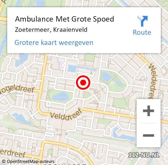 Locatie op kaart van de 112 melding: Ambulance Met Grote Spoed Naar Zoetermeer, Kraaienveld op 23 april 2024 02:05