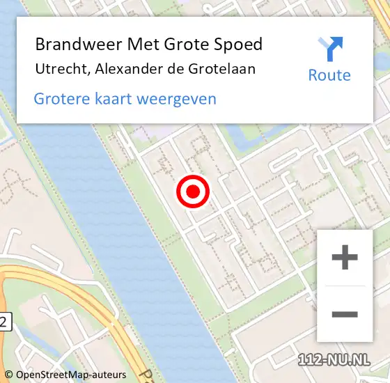 Locatie op kaart van de 112 melding: Brandweer Met Grote Spoed Naar Utrecht, Alexander de Grotelaan op 23 april 2024 02:46