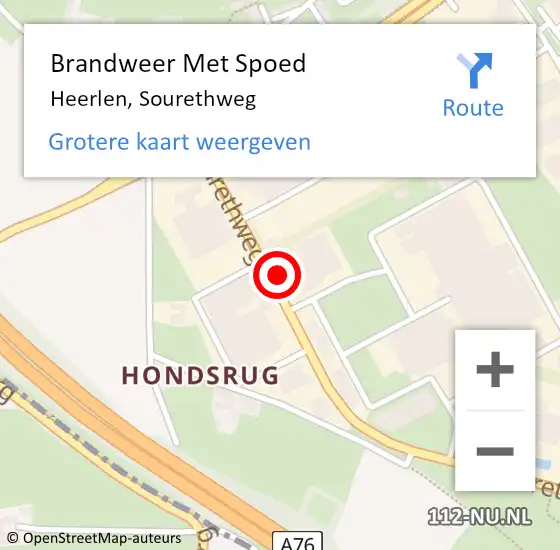 Locatie op kaart van de 112 melding: Brandweer Met Spoed Naar Heerlen, Sourethweg op 23 april 2024 03:07