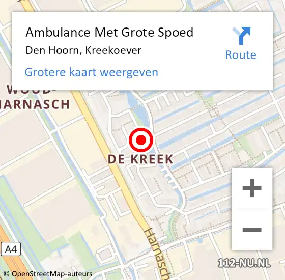 Locatie op kaart van de 112 melding: Ambulance Met Grote Spoed Naar Den Hoorn, Kreekoever op 23 april 2024 03:16