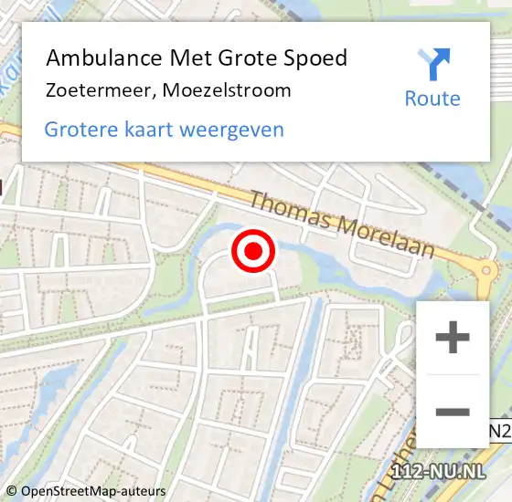 Locatie op kaart van de 112 melding: Ambulance Met Grote Spoed Naar Zoetermeer, Moezelstroom op 23 april 2024 03:36