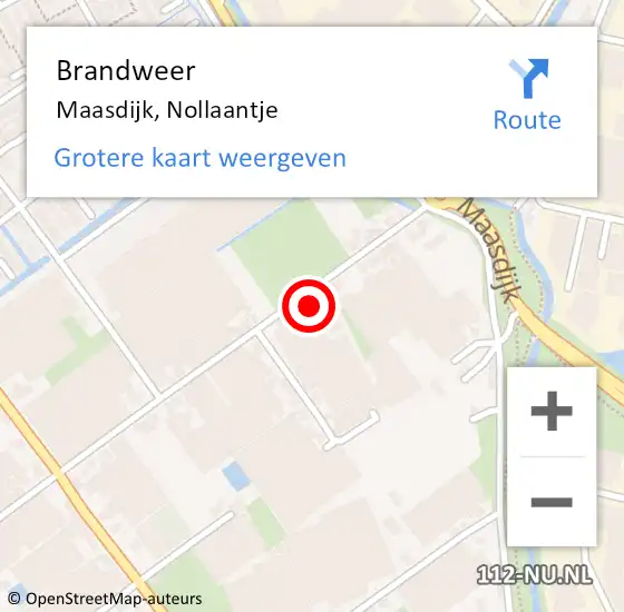 Locatie op kaart van de 112 melding: Brandweer Maasdijk, Nollaantje op 23 april 2024 03:41