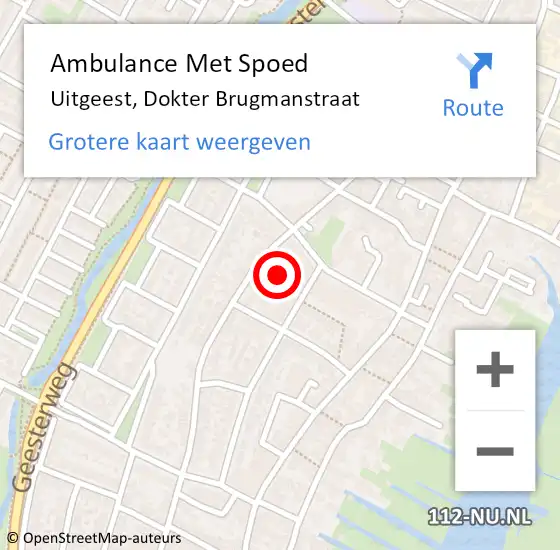 Locatie op kaart van de 112 melding: Ambulance Met Spoed Naar Uitgeest, Dokter Brugmanstraat op 23 april 2024 04:21